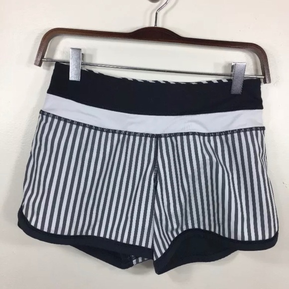 lululemon athletica Pants - Lululemon Run Speed Shorts Black Striped Size 2